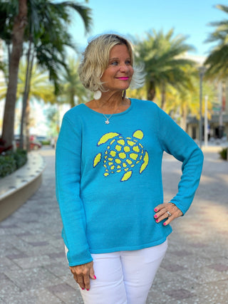 AQUA TURTLE SWEATER LULU-B