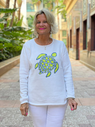 WHITE TURTLE SWEATER LULU-B