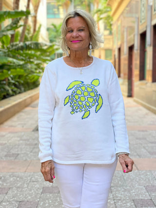 WHITE TURTLE SWEATER LULU-B