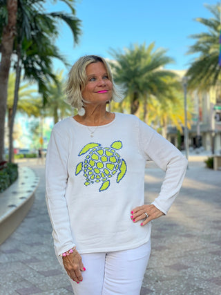 WHITE TURTLE SWEATER LULU-B