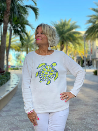 WHITE TURTLE SWEATER LULU-B
