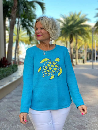 AQUA TURTLE SWEATER LULU-B
