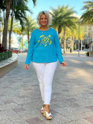 AQUA TURTLE SWEATER LULU-B