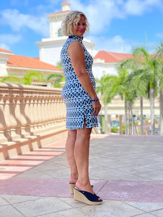 MELINA BLUE COLLAR DRESS - Cathys Place