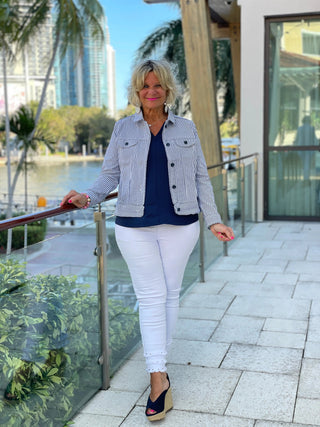 KEY WEST NAVY SEERSUCKER JACKET LULU-B