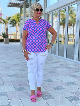 PINK SPADE SHORT SLEEVE TOP - Cathys Place