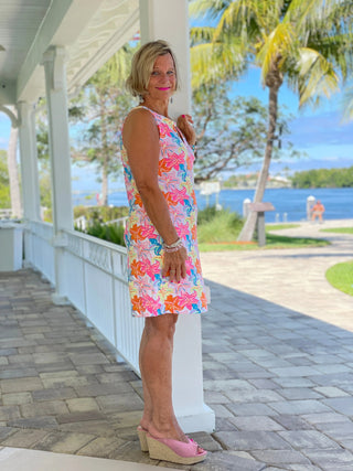 PALM BEACH GARDEN KEYHOLE DRESS - Cathys Place