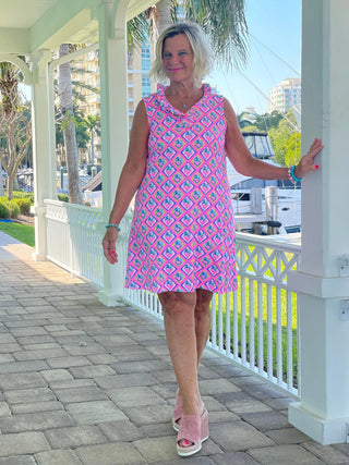 PALM TREE SIESTA RUFFLE DRESS LULU-B