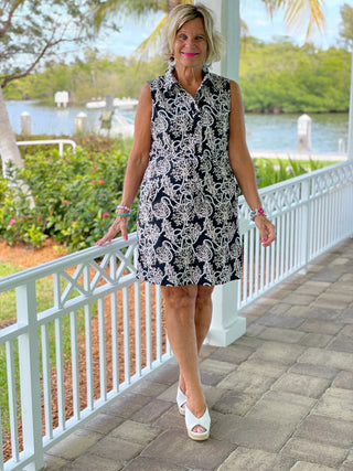 NAUTICAL LANE COLLAR DRESS - Cathys Place