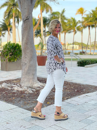 BLACK AND BEIGE ASYMMETRIC TOP - Cathys Place