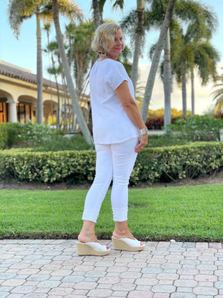 WHITE WAFFLE COTTON SHORT SLEEVE - Cathys Place