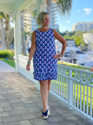PINEAPPLE VACA SHIFT RUFFLE DRESS LULU-B