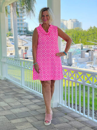 PINK DIAMONDS RUFFLE DRESS LULU-B