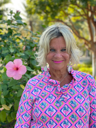 PALM TREE SIESTA RUFFLE TOP LULU-B