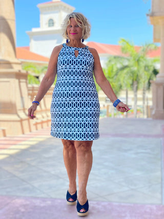 MELINA BLUE KEYHOLE DRESS LULU-B