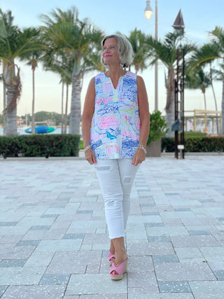 POST CARDS OF LOVE SLEEVELESS TOP - Cathys Place