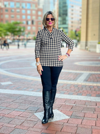 HOUNDSTOOTH RUFFLE TOP LULU-B