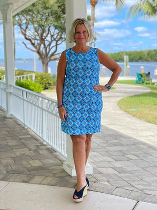 BAHAMA BLUE SHIFT DRESS LULU-B