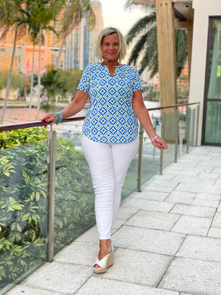 AQUA DIAMONDS SHORT SLEEVE LULU-B