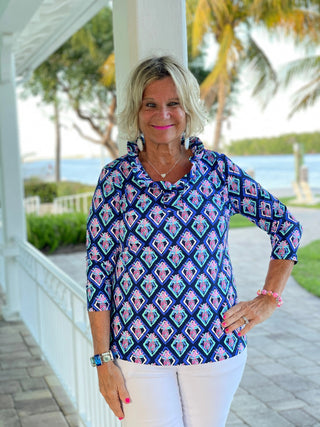 PINEAPPLE VACA RUFFLE TOP LULU-B