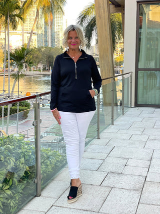 LULU-B BLACK KANGAROO BLACK HALF ZIPPER LULU-B