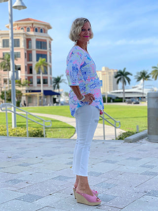 POST CARDS OF LOVE ASYMMETRIC TOP - Cathys Place