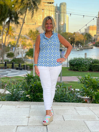 AQUA DIAMOND SLEEVELESS RUFFLE LULU-B