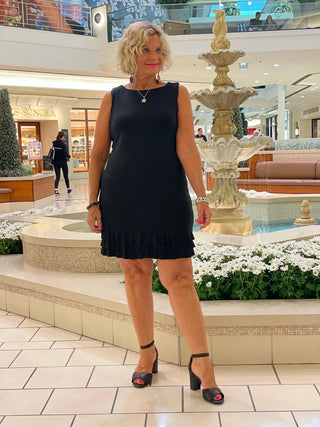 SIERRA BLACK SHIFT RUFFLE DRESS - Cathys Place