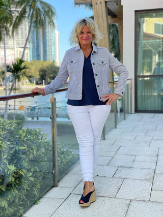 KEY WEST NAVY SEERSUCKER JACKET LULU-B