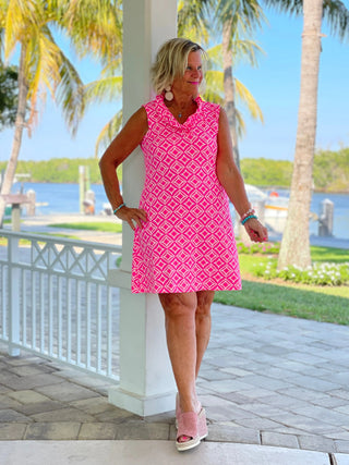 PINK DIAMONDS RUFFLE DRESS LULU-B