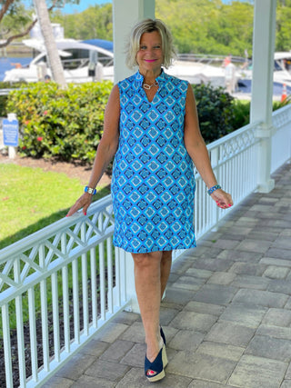 BAHAMA BLUE TURTLE COLLAR DRESS LULU-B