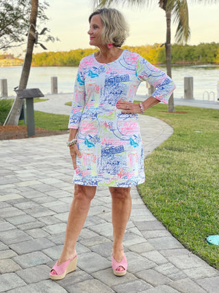 POST CARDS OF LOVE SLEEVE DRESS - Cathys Place