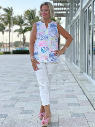 POST CARDS OF LOVE SLEEVELESS TOP - Cathys Place