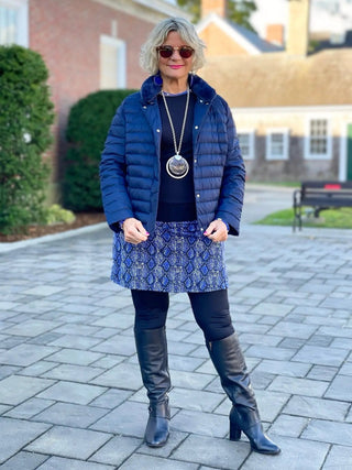 LULU-B PUFFER NAVY FAUX FUR JACKET LULU-B