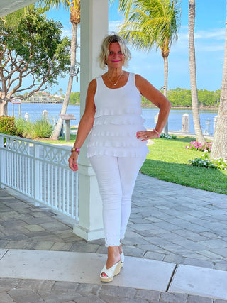 WHITE CHA CHA TANK TOP LULU-B