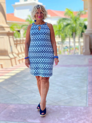 MELINA BLUE KEYHOLE DRESS LULU-B