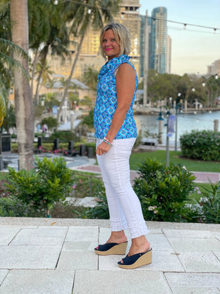 BAHAMA BLUE TURTLE SLEEVELESS RUFFLE LULU-B