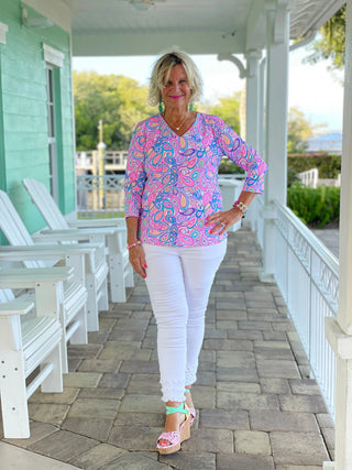 CAROLINA PAISLEY V NECK LULU-B