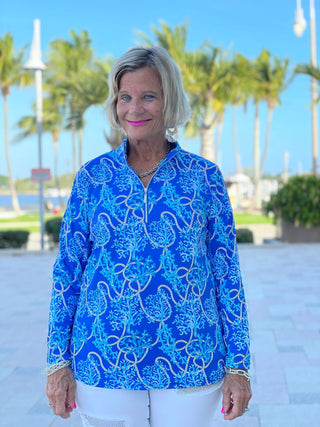 AQUA LANE ZIPPER TOP - Cathys Place