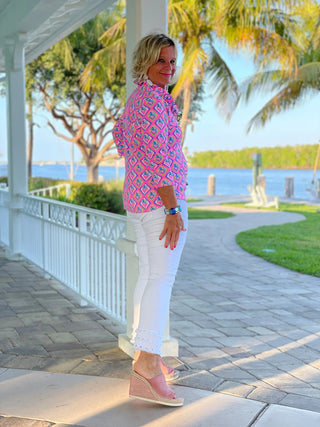 PALM TREE SIESTA RUFFLE TOP LULU-B