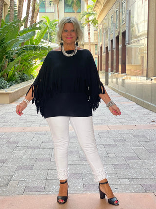 BLACK FRINGE TOP Cathys Place