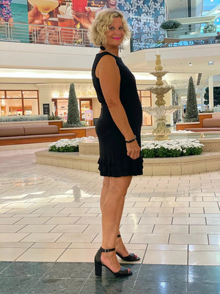 SIERRA BLACK SHIFT RUFFLE DRESS - Cathys Place