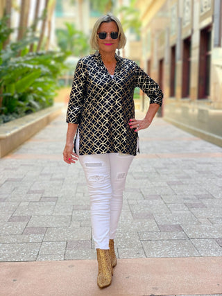 LULU-B BLACK GOLD LEME TUNIC LULU-B