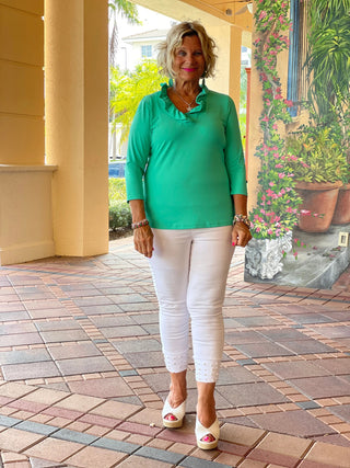 MINT 3/25 SLEEVE RUFFLE TOP LULU-B