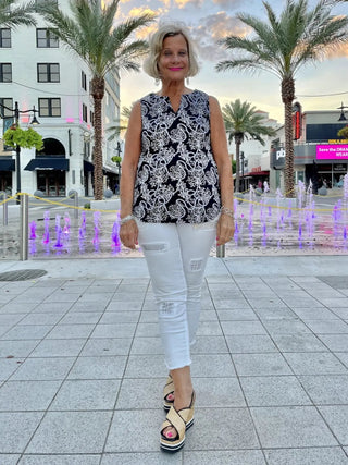 NAUTICAL LANE SLEEVELESS V- NECK - Cathys Place