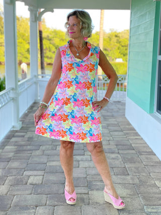 PALM BEACH GARDEN RUFFLE DRESS - Cathys Place