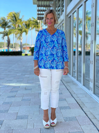 AQUA LANE V-NECK TOP - Cathys Place