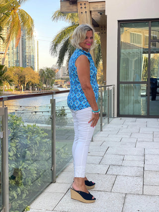 BAHAMA BLUE SLEEVELESS ZIPPER LULU-B