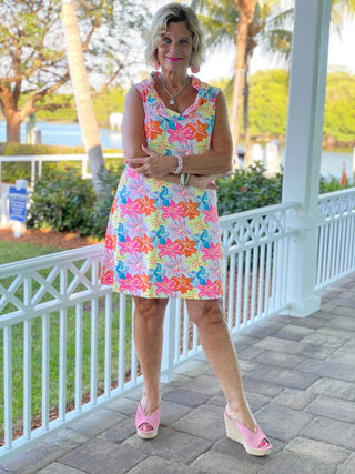PALM BEACH GARDEN RUFFLE DRESS - Cathys Place