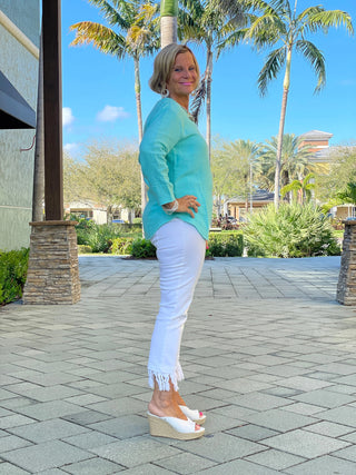 AQUA LONG WAFFLE SLEEVE - Cathys Place